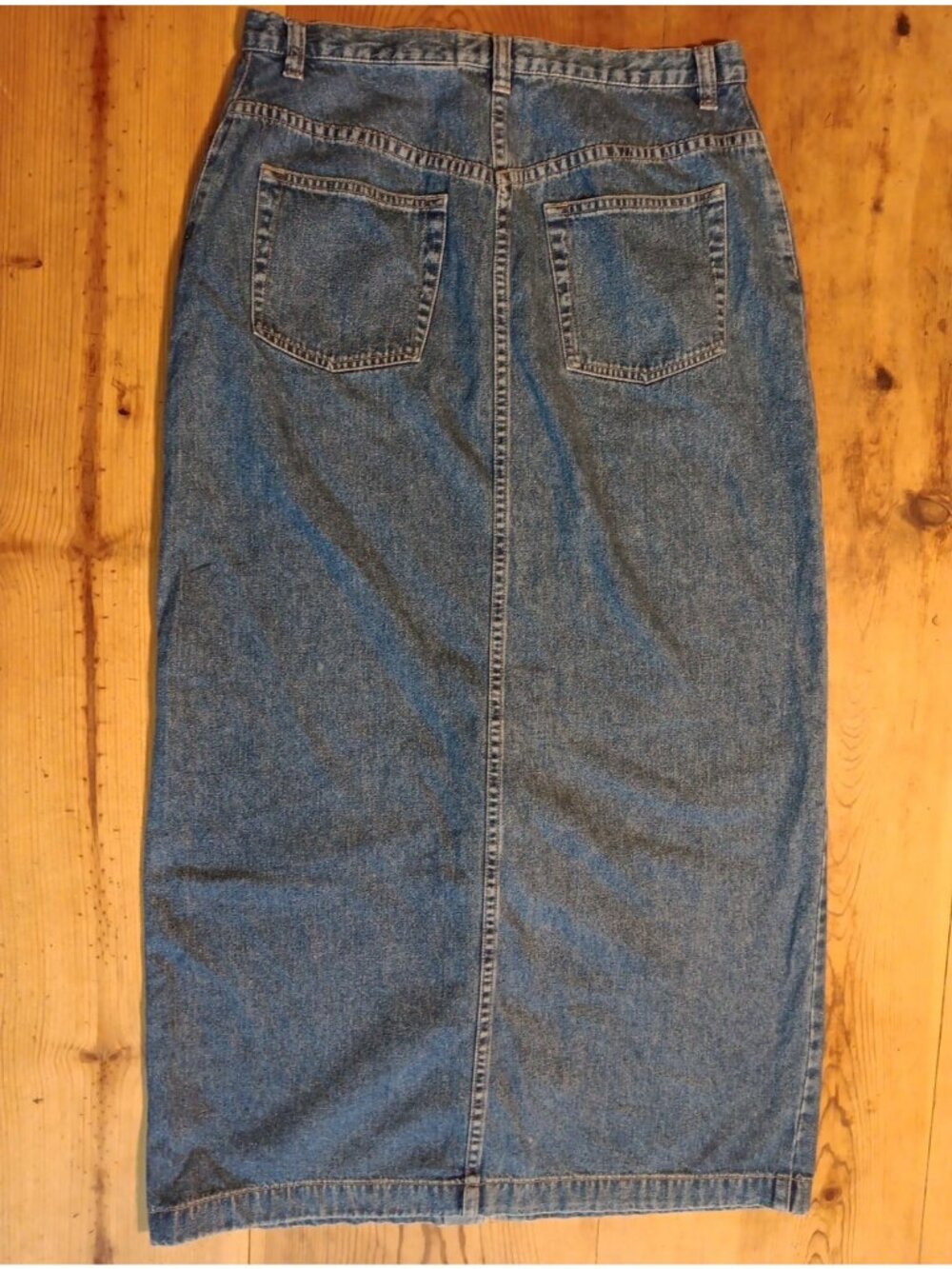 Vtg Covington Denim Jean Maxi Skirt Womens 10 Medium Wash Blue 100% Cotton Slit